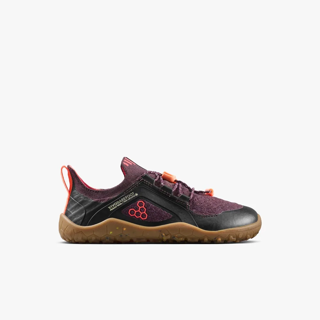 Кроссовки Vivobarefoot Primus Trail Knit FG — для дошкольников, тёмно-фиолетовый с красным