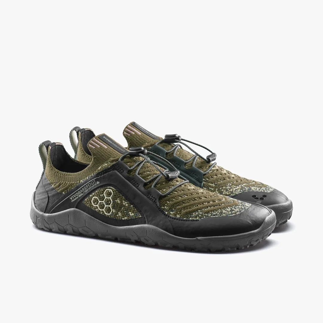Кроссовки Vivobarefoot Primus Trail Knit FG Grounding — мужская модель, тёмно-оливковый, фото 4
